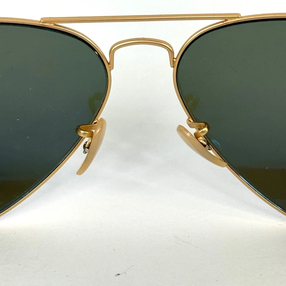RAY BAN Polarized Sunglasses NEW RB3025 Aviator Large Metal Flash Lens Blue Gold
